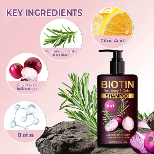 Rozino Biotin Rosemary & Onion Shampoo 3 em 1 - Imagem 6